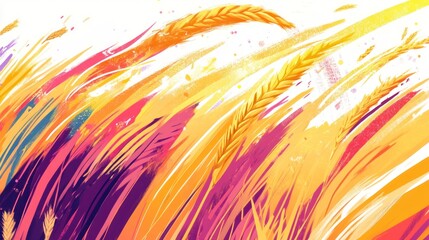 Poster - Abstract Wheat Field in Vibrant Hues