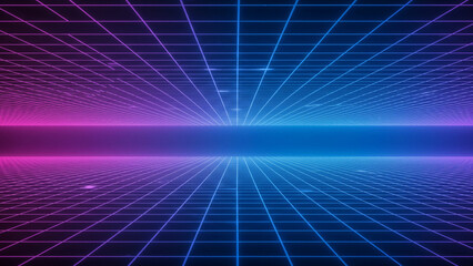 Fototapete - A sleek abstract 3D representation that highlights a futuristic horizon, paired with a technology-themed background and a laser-infused aesthetic