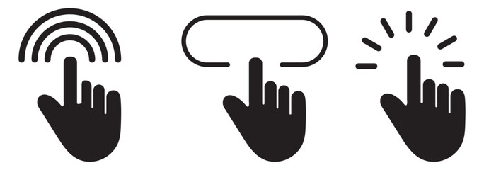 Leinwandbilder - Computer mouse click cursor arrow icons set. Clicking cursor. Hand cursors icons click set. Pointer click icon. Loading icon