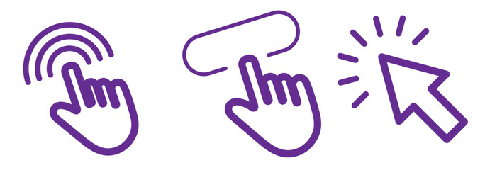Leinwandbilder - Computer mouse click cursor arrow icons set. Clicking cursor. Hand cursors icons click set. Pointer click icon. Loading icon