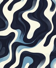 Poster - Abstract Fluid Shapes in Monochrome Colors with Light Accents