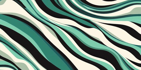 Wall Mural - Abstract Wavy Pattern in Teal and Black for Creative Backgrounds