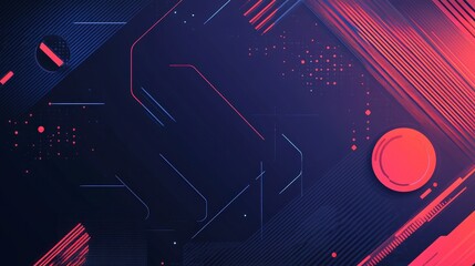 Poster - Abstract Geometric Background with Red and Blue Color Overlay