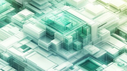 Poster - Abstract Digital Cityscape Green Hues Technology Innovation Architecture