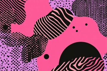 Poster - Abstract Colorful Patterns with Bold Black Lines and Shapes