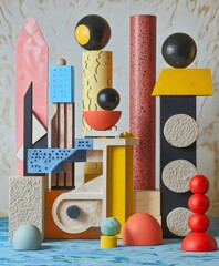 Poster - Vibrant Abstract Composition of Geometric Shapes and Forms