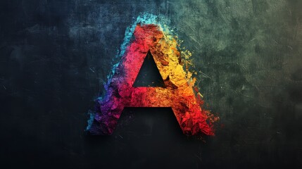 Poster - Vibrant Colorful Letter A with Abstract Texture on Dark Background