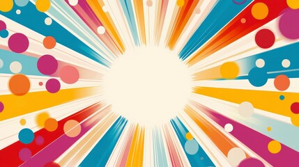 Poster - Colorful Rays with Circular Patterns in Vibrant Artistic Design