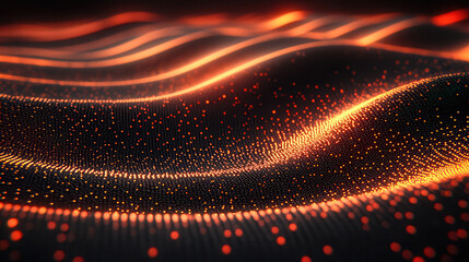Poster - A mesmerizing abstract background featuring flowing waves of light in warm hues, creating a dynamic and energetic atmosphere for various digital designs. Copy space for text