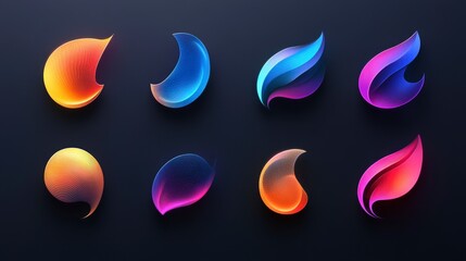 Poster - Abstract Colorful Fluid Shapes with Gradient Effects on Dark Background