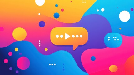 Poster - Vibrant Abstract Background with Play Button and Colorful Dots