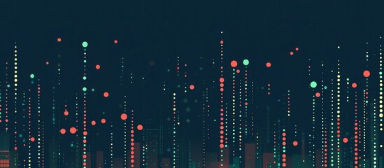 Poster - Abstract Data Visualization with Colorful Dots and Lines on Dark Background