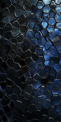 Poster - Dark Hexagonal Pattern with Blue Hues on Textured Surface