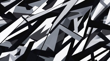 Wall Mural - Abstract Monochrome Pattern with Geometric Sharp Angles and Lines