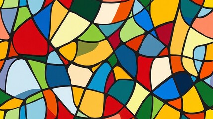 Poster - vibrant abstract stained glass pattern in bold colors and shapes