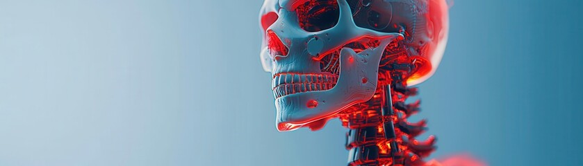 Poster - Scientific study of a human skull laboratory setting digital art close-up view anatomy exploration