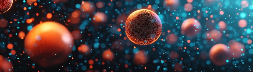 Poster - Exploring microscopic particles in vibrant colors scientific laboratory digital art abstract environment macro view