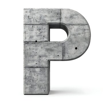 Concrete letter P, white background, design