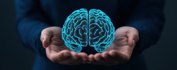 Poster - Innovative brain visualization digital art scientific concept studio environment close-up viewpoint