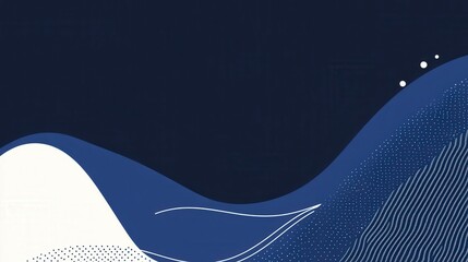 Poster - Abstract Waves Design in Dark Blue and White Colors for Backgrounds