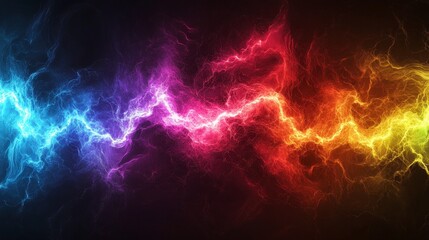 Poster - Vibrant Abstract Lightning Background with Colorful Energy Waves