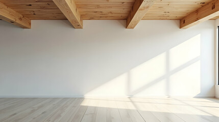 Poster - A Serene Bright Room Captured with Soft Light and Natural Wood Elements Evoking Tranquility and Space