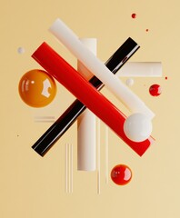 Poster - Abstract Composition with Colorful Shapes and Geometric Elements