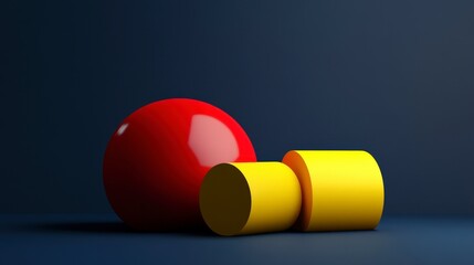 Poster - Abstract Composition Featuring Red Sphere and Yellow Cylinders