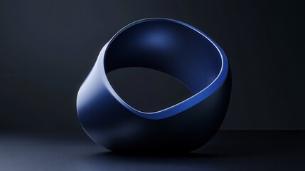 Poster - abstract blue sculpture with smooth curves and minimalist design