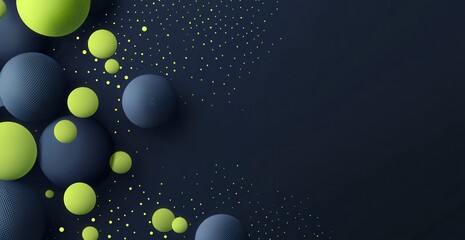 Poster - Colorful abstract spheres on dark background with dynamic design elements