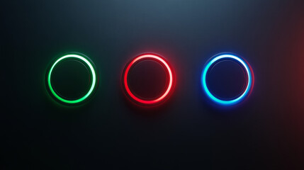 Play buttons. Gloss. Red, green, blue.
