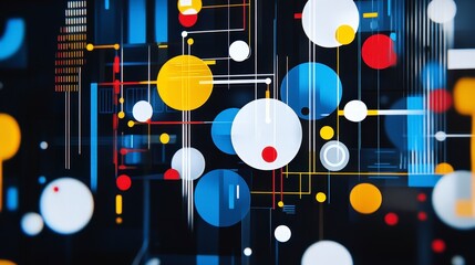 Poster - Abstract Geometric Pattern with Colorful Circles and Lines Design