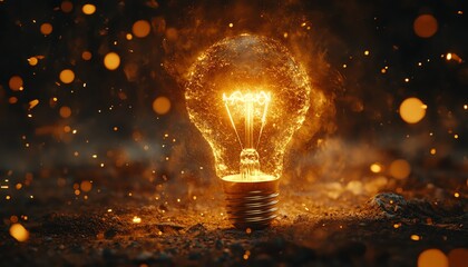 Aufkleber - Symbol of creativity light bulb erupts into radiant energy