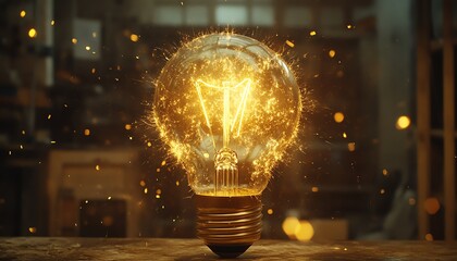 Aufkleber - Symbol of creativity light bulb erupts into radiant energy