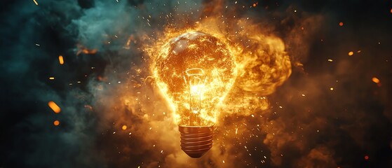 Aufkleber - A dramatic explosion of a glowing light bulb