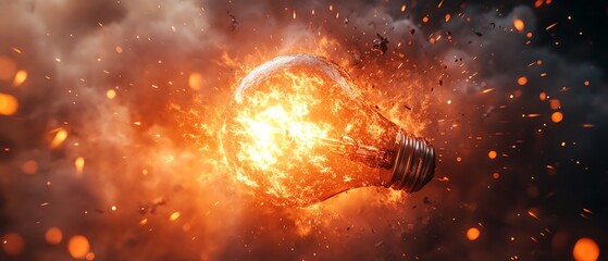 Aufkleber - A dramatic explosion of a glowing light bulb