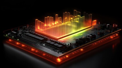 Poster - Illuminated CPU on motherboard, glowing with data streams.
