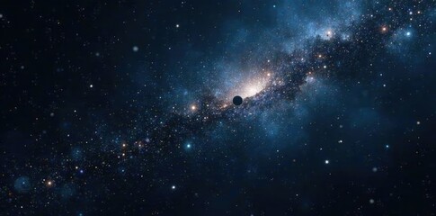 Wall Mural - dark space with twinkling silver stars and flecks of grey matter, black, space