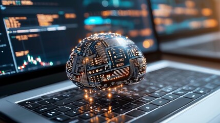 Poster - Advanced digital intelligence a futuristic glimpse into technology data analytics workspace cybernetic enhancement virtual environment innovative perspective