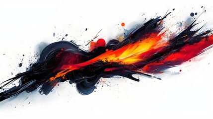 Wall Mural - Fiery Abstract Explosion of Dynamic Digital Artwork and Vibrant Paint Splatter