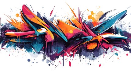 Wall Mural - Colorful Splatter Abstract Art with Dynamic Brush Strokes and Fluid Motion Design