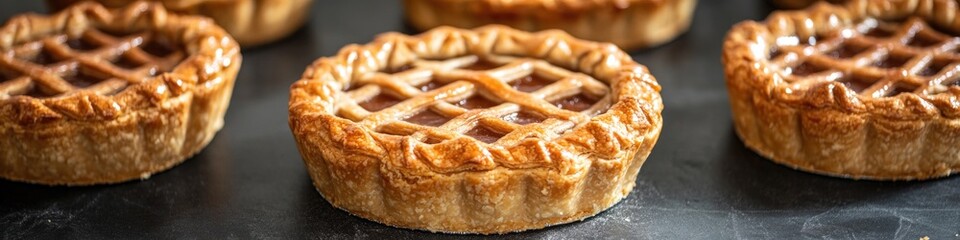 Aufkleber - A collection of sweet and savory pies arranged on a table, perfect for a bakery display or food styling