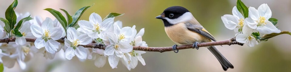 Poster - A small bird sits on the branch of a tree, waiting for its next move