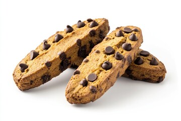 Poster - A stack of freshly baked chocolate chip cookies on a clean white surface