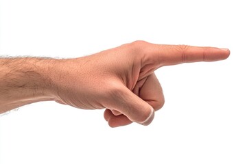 Poster - A man's hand points to something on a white surface