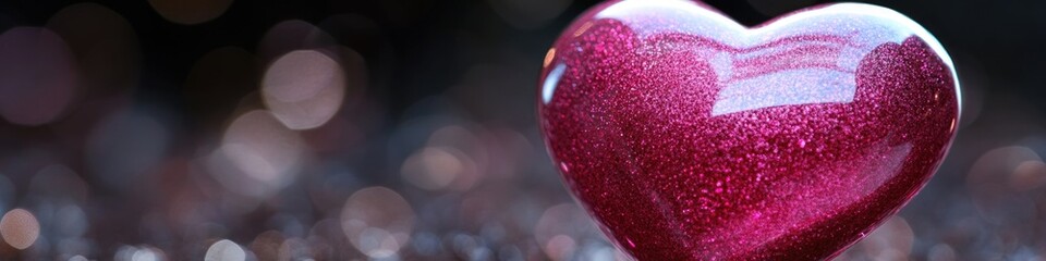 Poster - A red heart-shaped object sits atop a table, perfect for romantic settings or as a decorative accent
