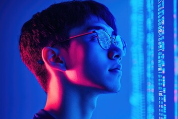 Poster - a person focused on their computer work, surrounded by minimal office decor
