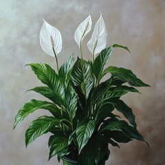 Poster - A simple yet elegant arrangement of two white flowers in a green vase