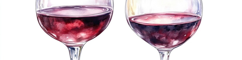 Poster - A still life composition of two glasses filled with red wine on a rustic wooden table