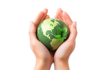 Poster - A person holding a green globe in their hands